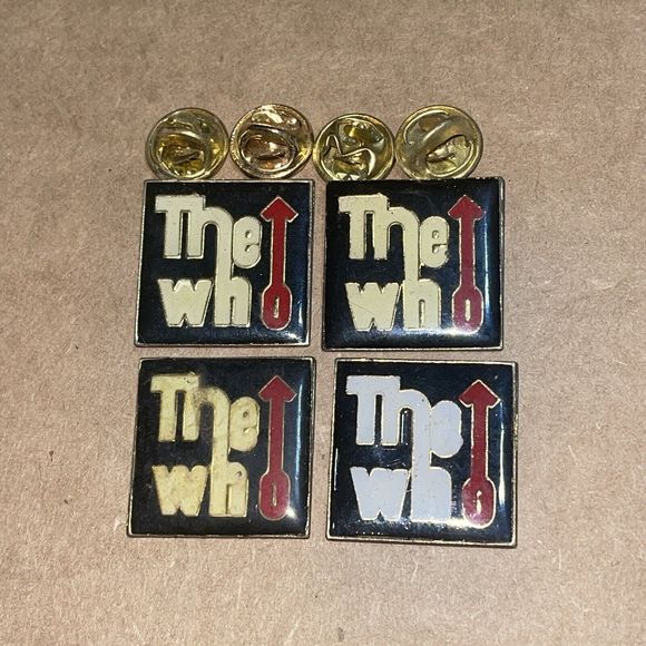 Vintage The Who Enamel Pin Band Music Logo Hat Pin Lapel Bundle Set Lot x4 - Picture 4 of 5